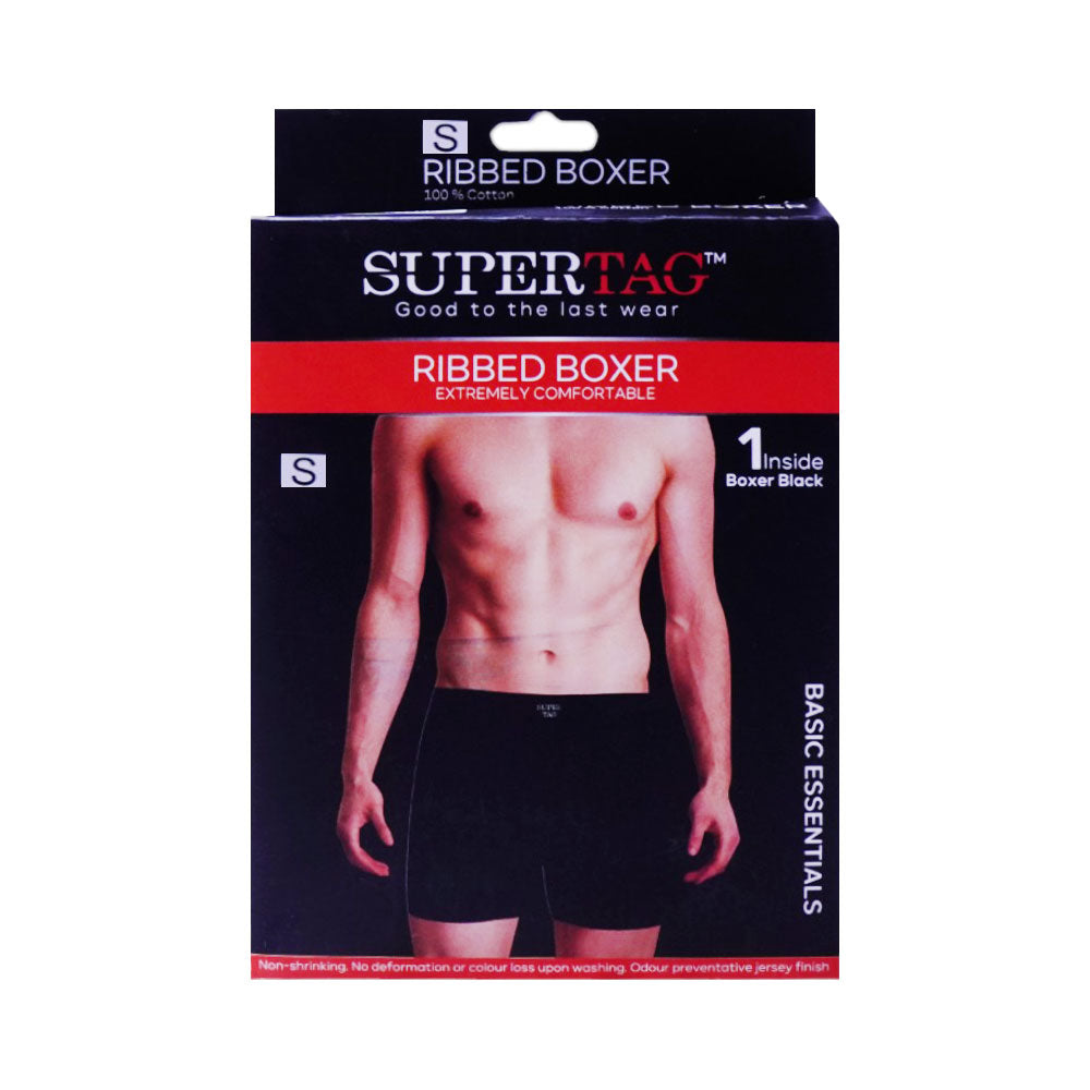 SUPER TAG BOXER RIBBED WAISTBAND BLACK SMALL 1P-24