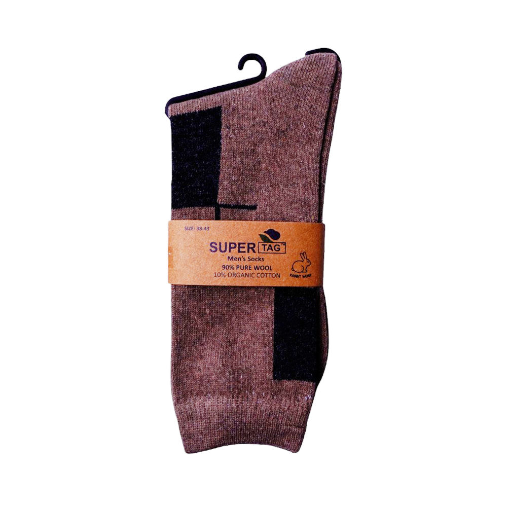 SUPER TAG SOCKS RABBIT WOOLEN ARGYLE CAMEL 1P (01)
