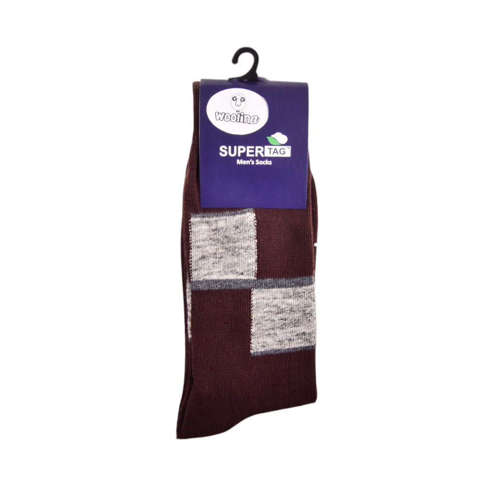 SUPER TAG SOCKS WOOLEN ARGYLE BROWN 1P (03)