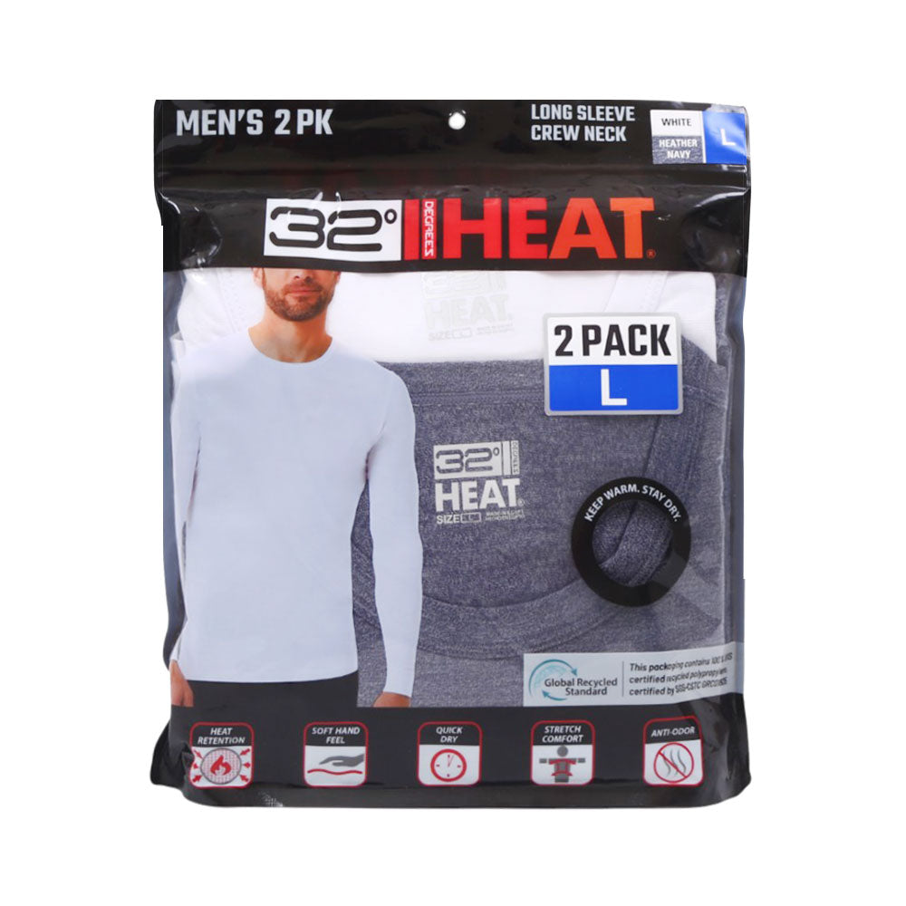 MENS HEAT 32 WARMER SHIRT P-2 GRY/WHT L (IR)