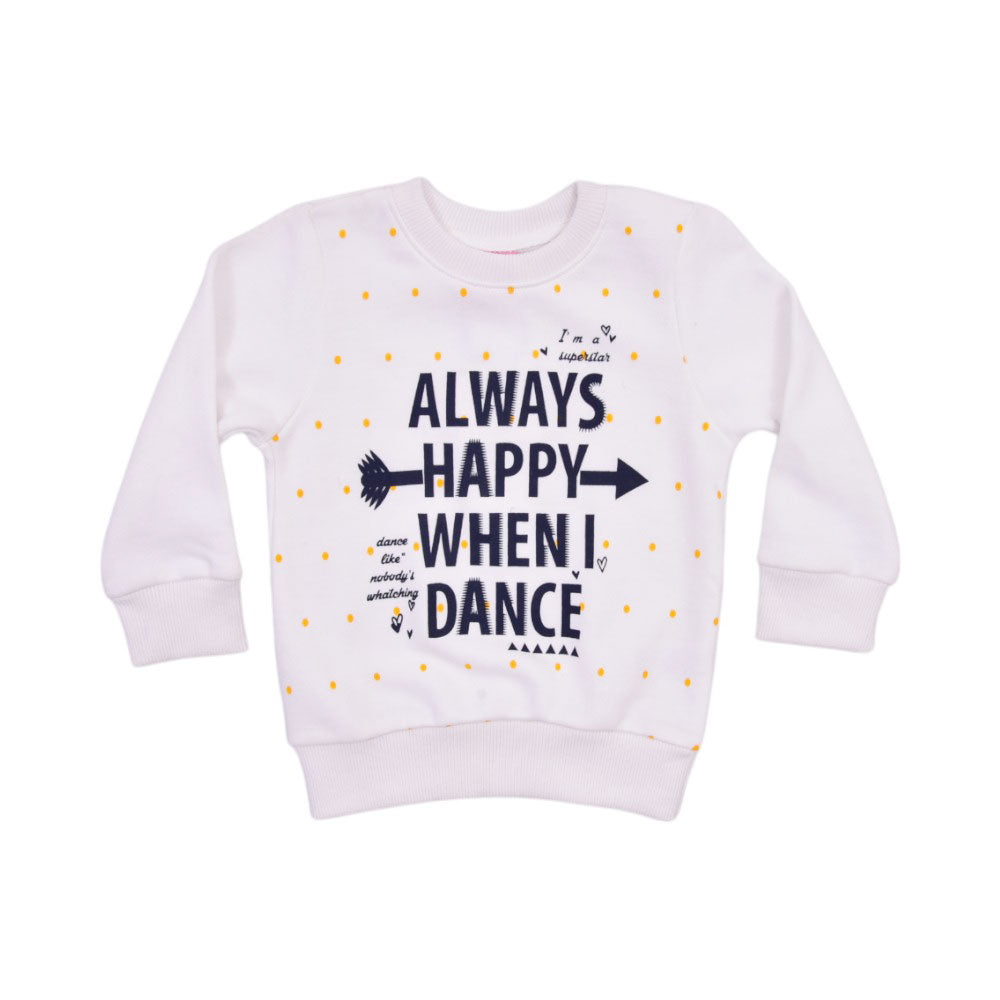 GIRLS SWEAT SHIRT HOP & ROLL WHITE MZW-24 2-3 YEAR GS205