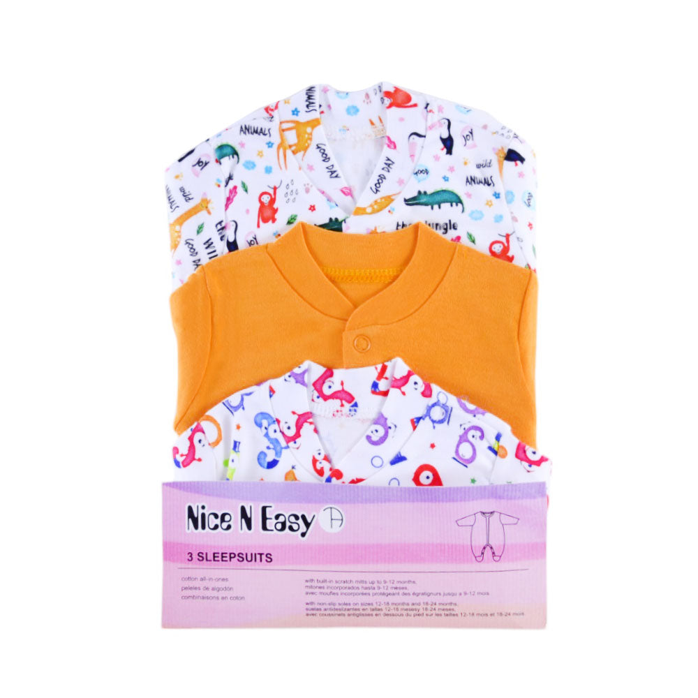 UNISEX L/S 3PC SLEEP SUIT W.SOCKS NICE&EASY MZS-24 N.B 00533