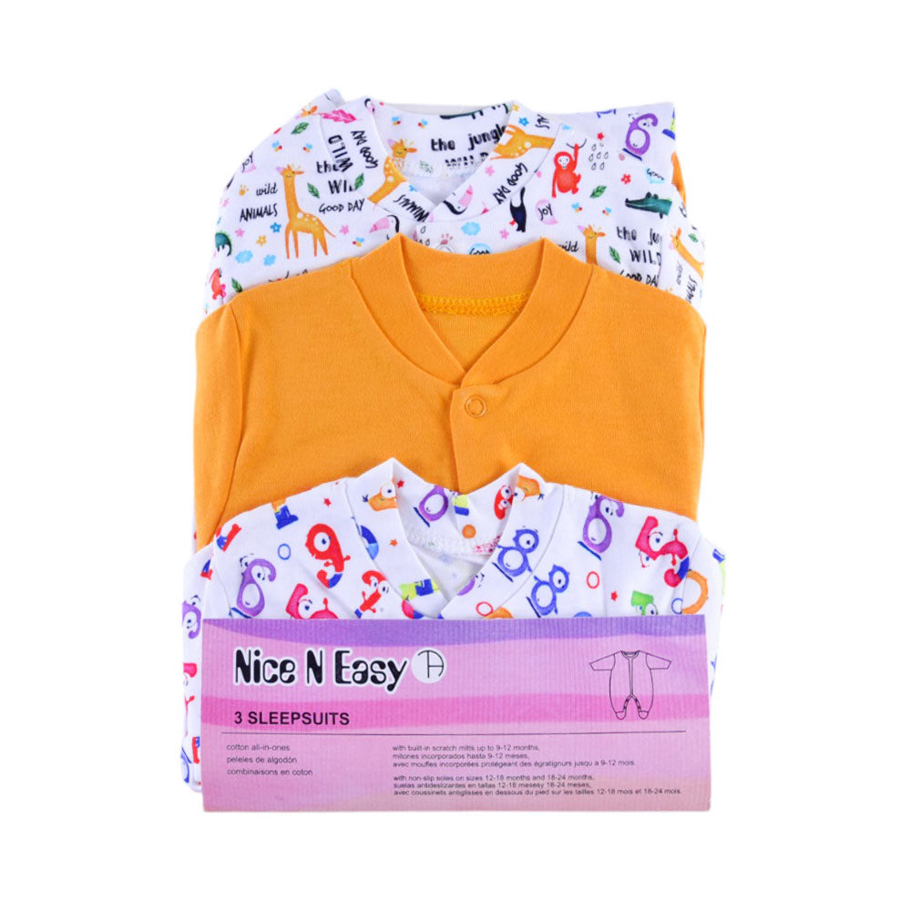 UNISEX L/S 3PC SLEEP SUIT W.SOCKS NICE&EASY MZS-24 6-9M 0053