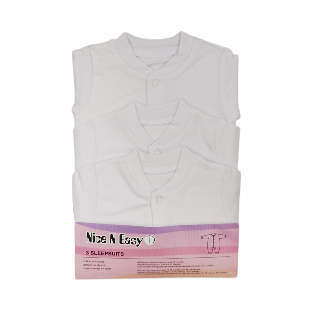 BOYS L/S 3PC SLEEP SUIT W/O SOCKS WHITE N&E MZS-24 N.B HC-02