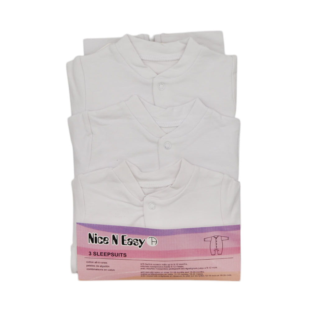 BOYS L/S 3PC SLEEP SUIT W/O SOCKS WHITE N&E MZS-24 0-3M HC-0