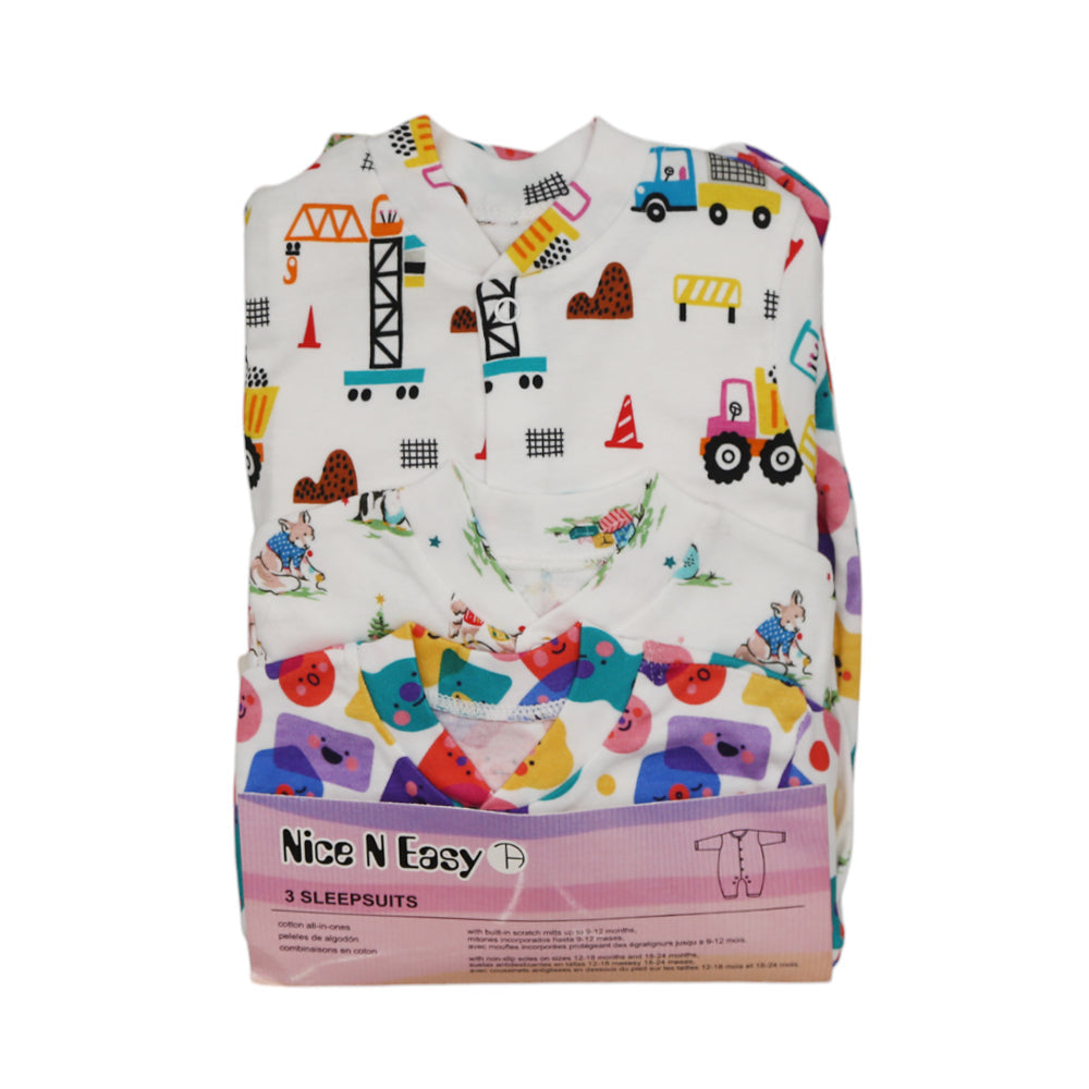 BOYS L/S 3PC SLEEP SUIT W/O SOCKS N&E MZS-24 3-6M HC-029