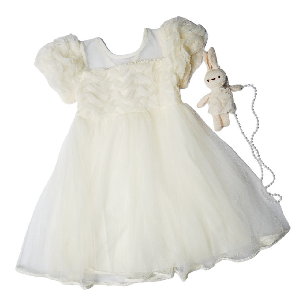 GIRLS CAP SLEEVE FANCY FROCK MZS-24 4-5 YEAR 001