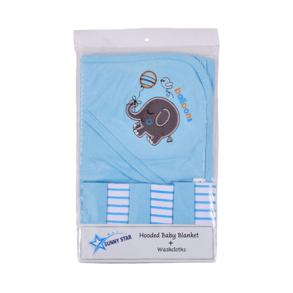 BABY WRAPPING SHEET HOODED W 6PC FACE TOWEL MZS-24