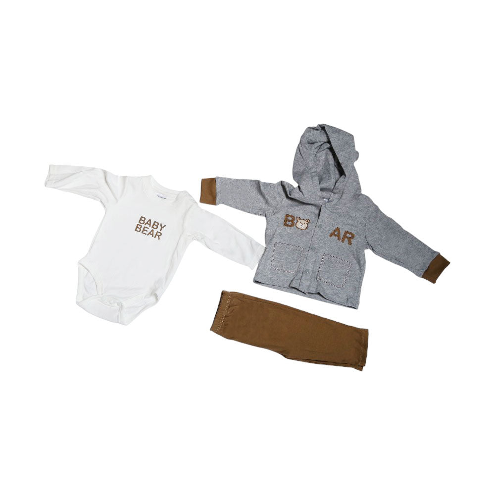 BOYS L/S 3PC PAJAMA SUIT HOODED MZW-24 3-6M 239-016 THAI