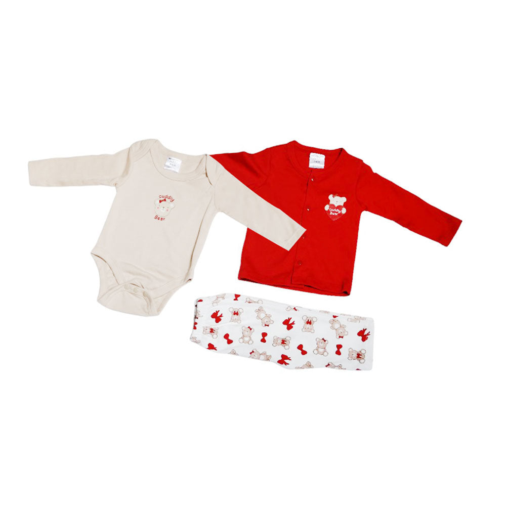 GIRLS L/S 3PC PAJAMA SUIT MZW-24 3-6M 239-069