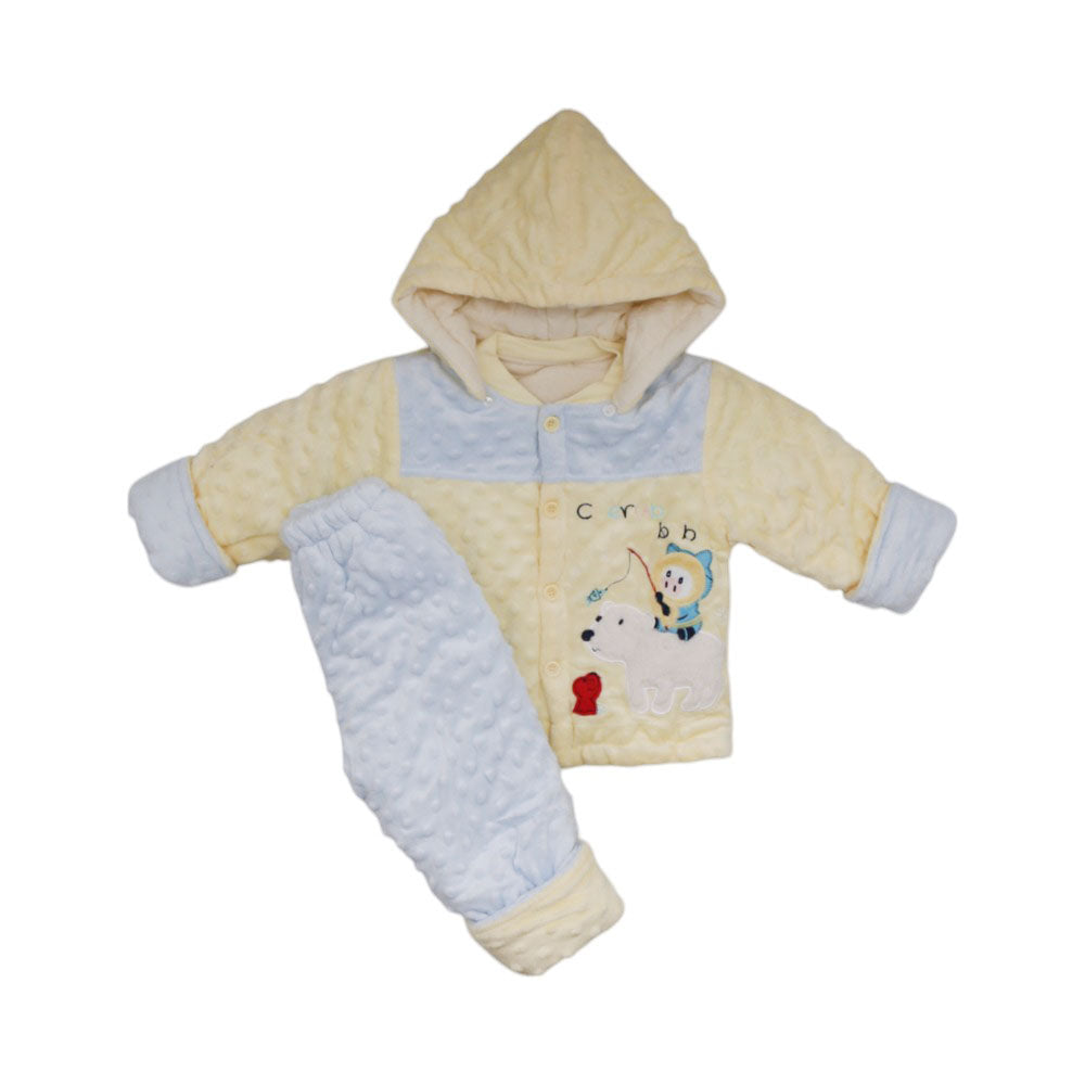 UNISEX L/S 3PC PAJAMA SUIT QUILTED MZW-24 3-6M 0102