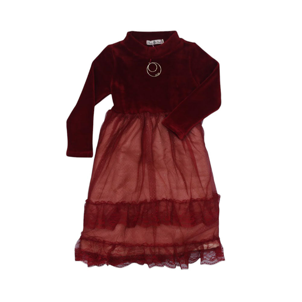 GIRLS L/S FANCY FROCK MZW-24 6-7 YEAR 004