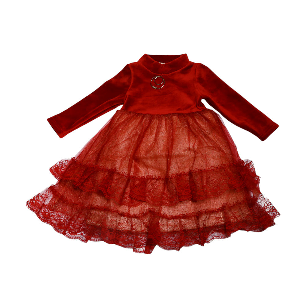 GIRLS L/S FANCY FROCK MZW-24 3-4 YEAR 004