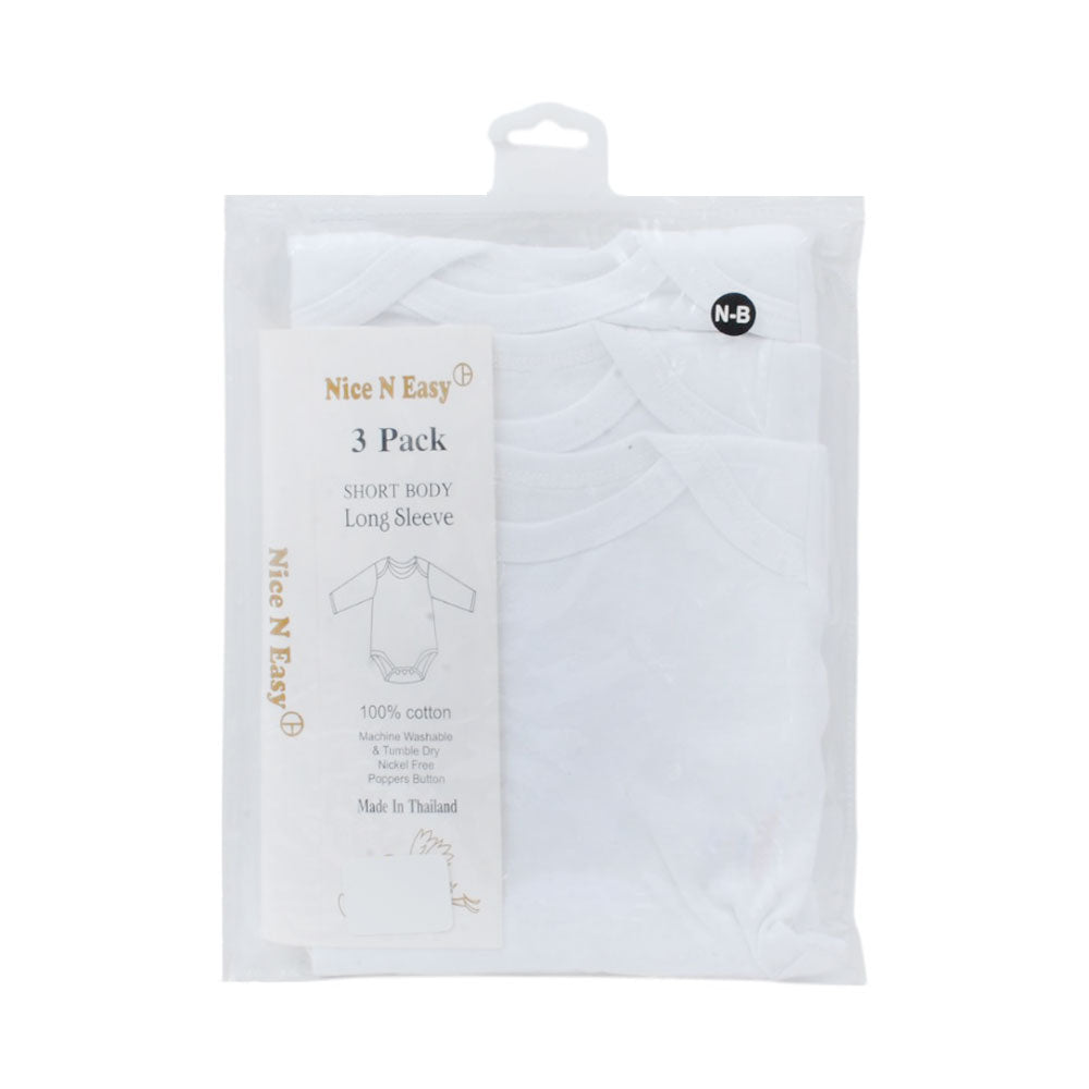 L/S 3PC BODY SUIT WHITE NICE & EASY MZW-24 N.B HC001