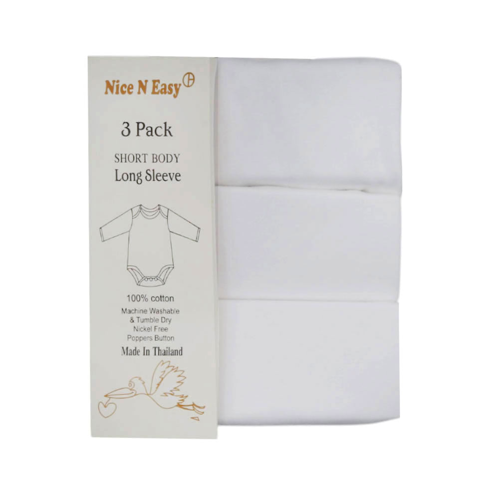 L/S 3PC BODY SUIT WHITE NICE & EASY MZW-24 6-9M HC001