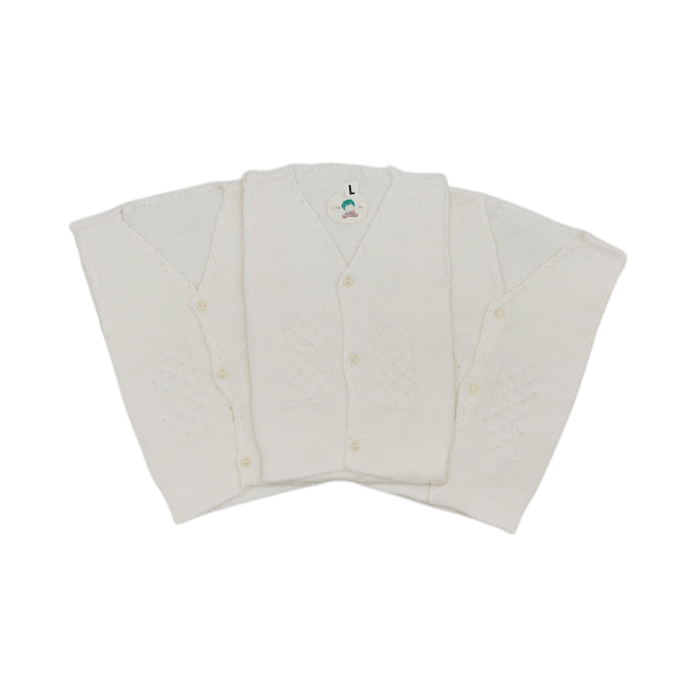 BABY WOOLEN VEST 3PC FRONT OPEN WHITE L MZW-24