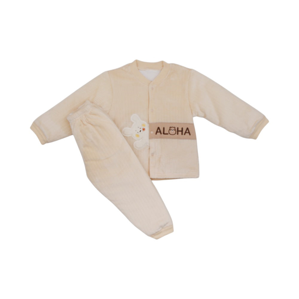 UNISEX L/S 2PC PAJAMA SUIT QUILTED MZW-24 12-18M 017