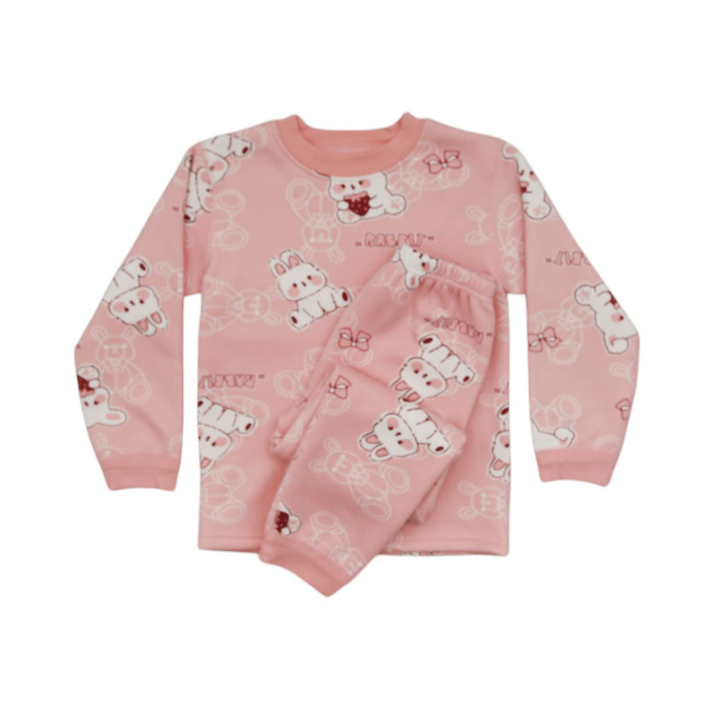 GIRLS L/S 2PC FLEECE SLEEPING SUIT 3-4Y MZW-24 004