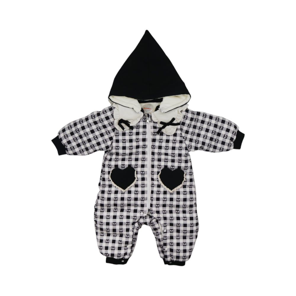 GIRLS L/S 2PC QUILTED ROMPER HOODED 9-12M MZW-24 0018