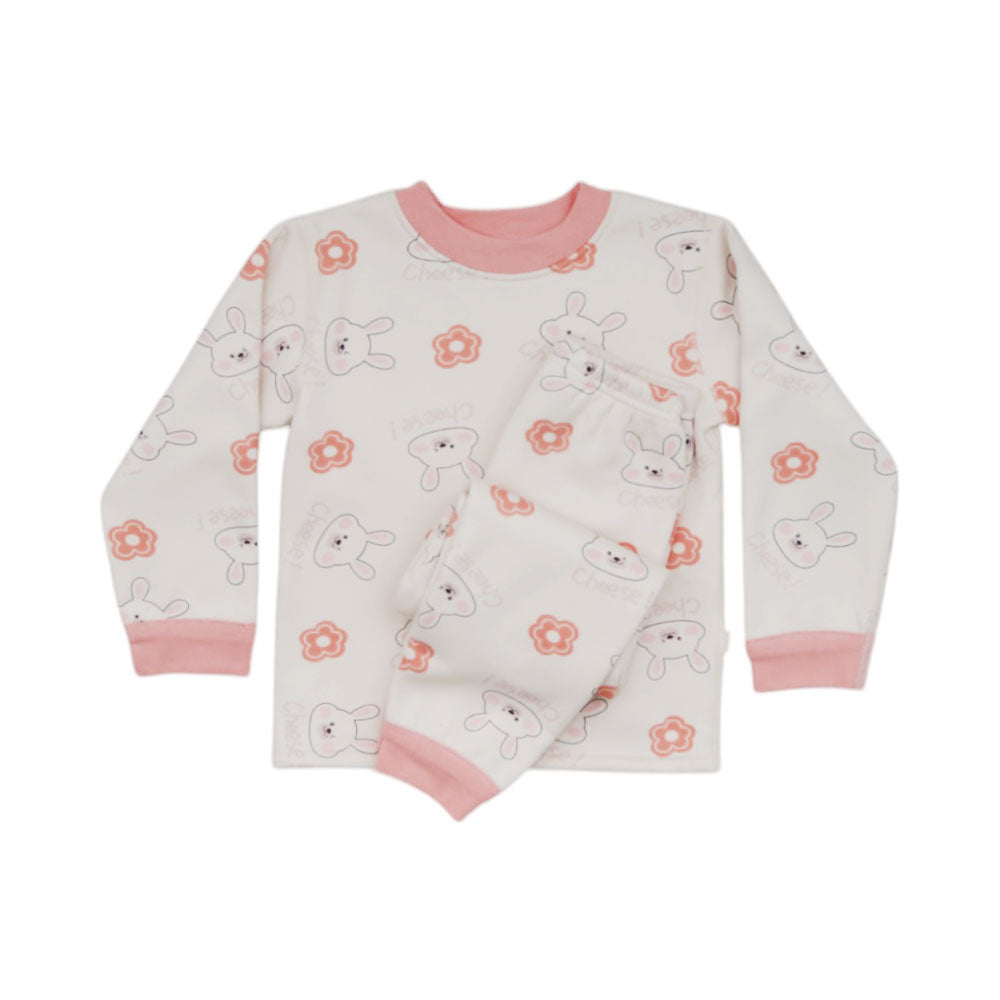 GIRLS L/S 2PC FLEECE SLEEPING SUIT 2-3Y MZW-24 0017