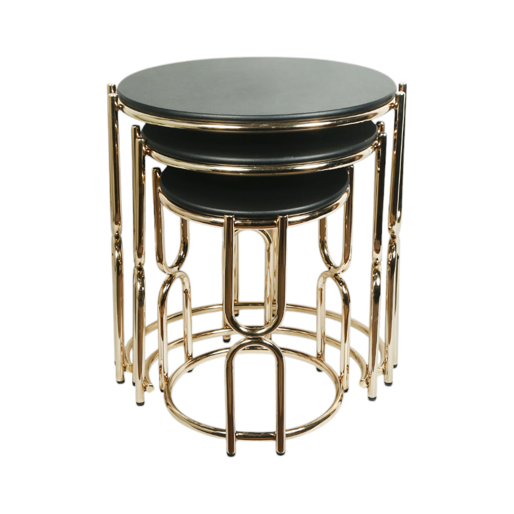 TABLE ROUND U BLACK 3 PCS SET