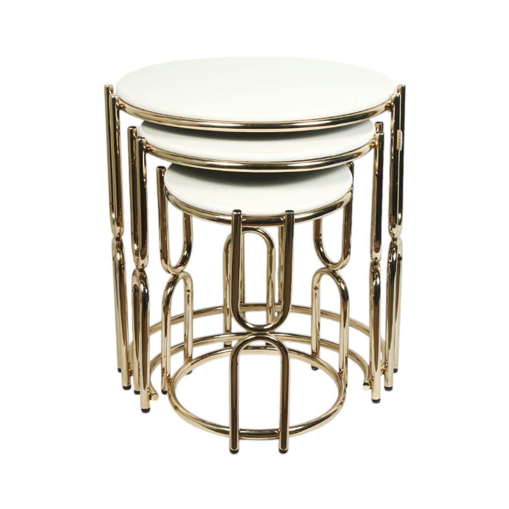 TABLE ROUND U WHITE 3 PCS SET