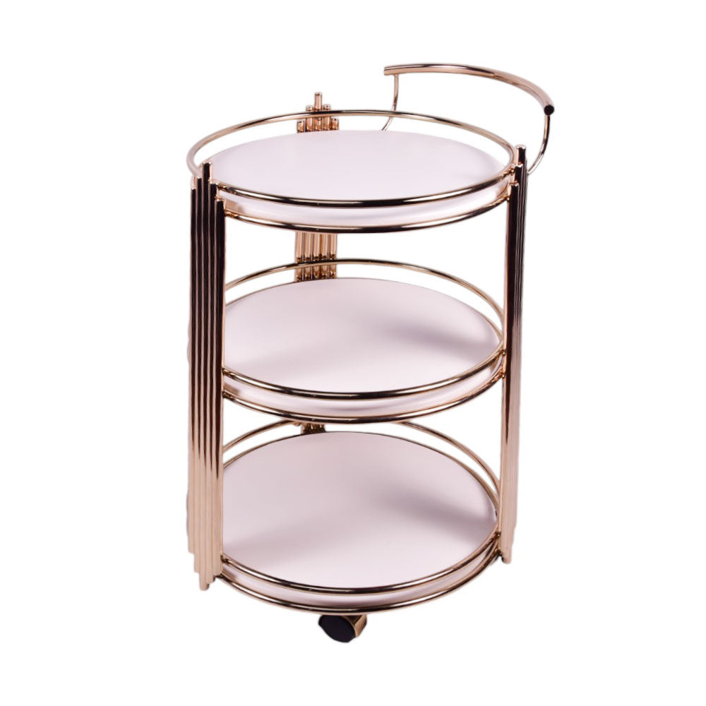 TEA TROLLEY THREE SHELF DELUXE WHITE