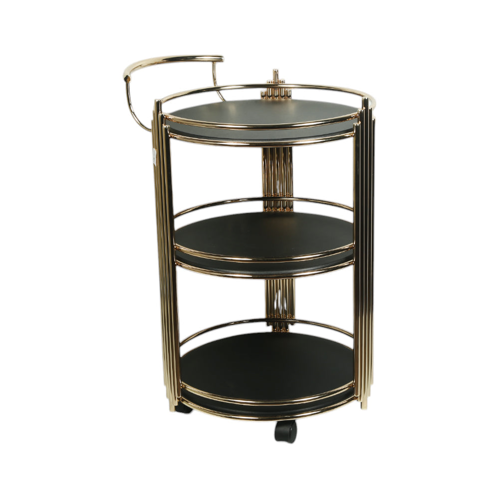 TEA TROLLEY THREE SHELF DELUXE BLACK