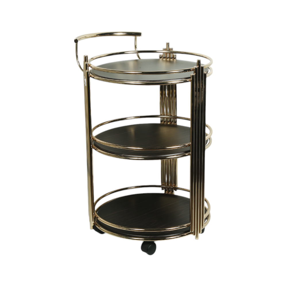 TEA TROLLEY THREE SHELF DELUXE D/BROWN