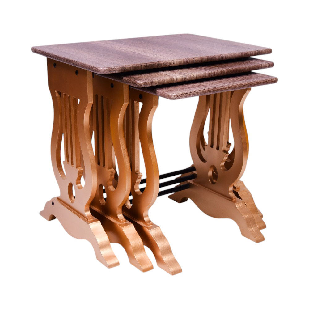 TABLE SET 3PC KHAKI GREY GOLDEN