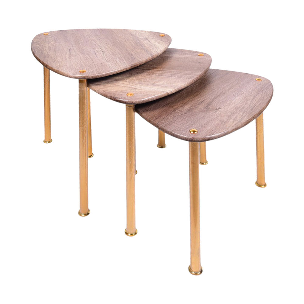 TABLE SET 3PC KHAKI GREY GOLDEN 041