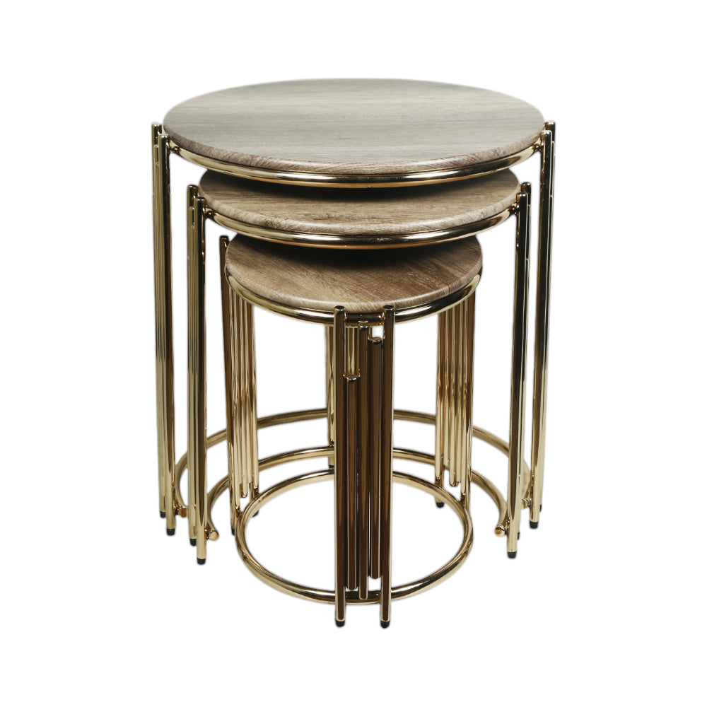 TABLE ROUND PANJA KHAKHI 3 PCS SET