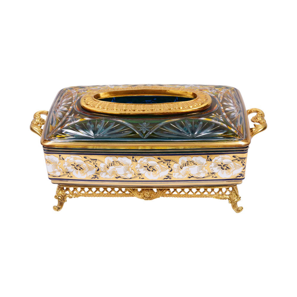 TISSUE BOX CRYSTAL BRASS H-C19-6018 JSC25-836