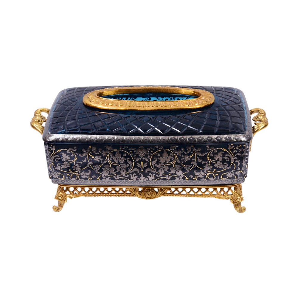 TISSUE BOX CRYSTAL BRASS H-C19-6018 PCT204-2