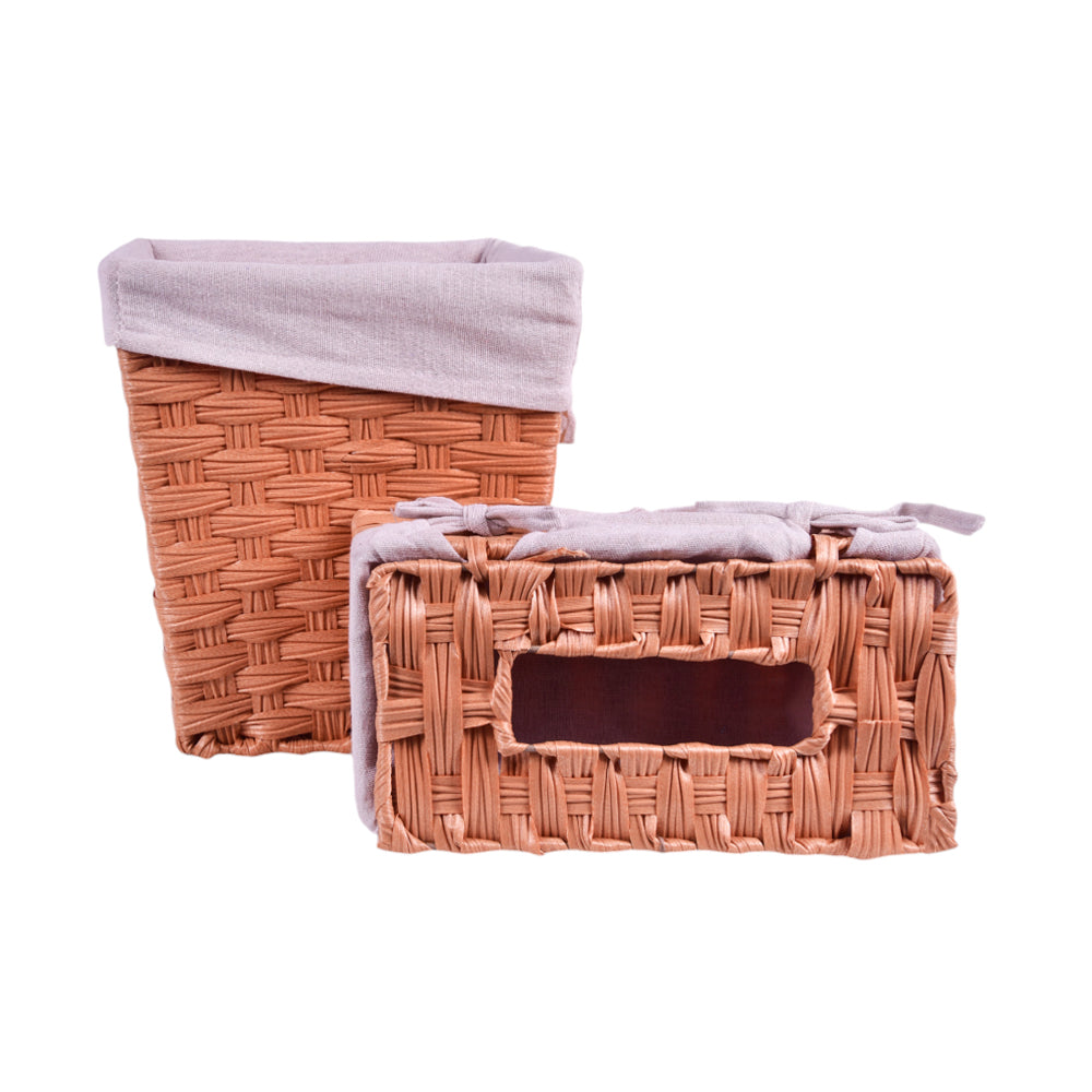 DUSTBIN & TISSUEBOX SET CANE IR 1207PVCM G116-G118