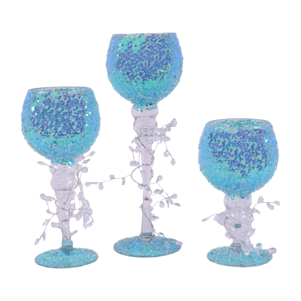 GLASS DECORATION 3PC SET IR C18-57BLUE