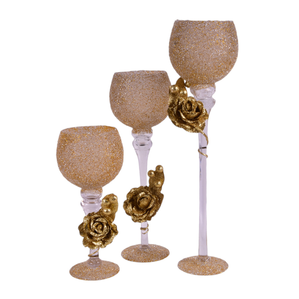 GLASS DECORATION 3PC SET IR C25-9GOLD