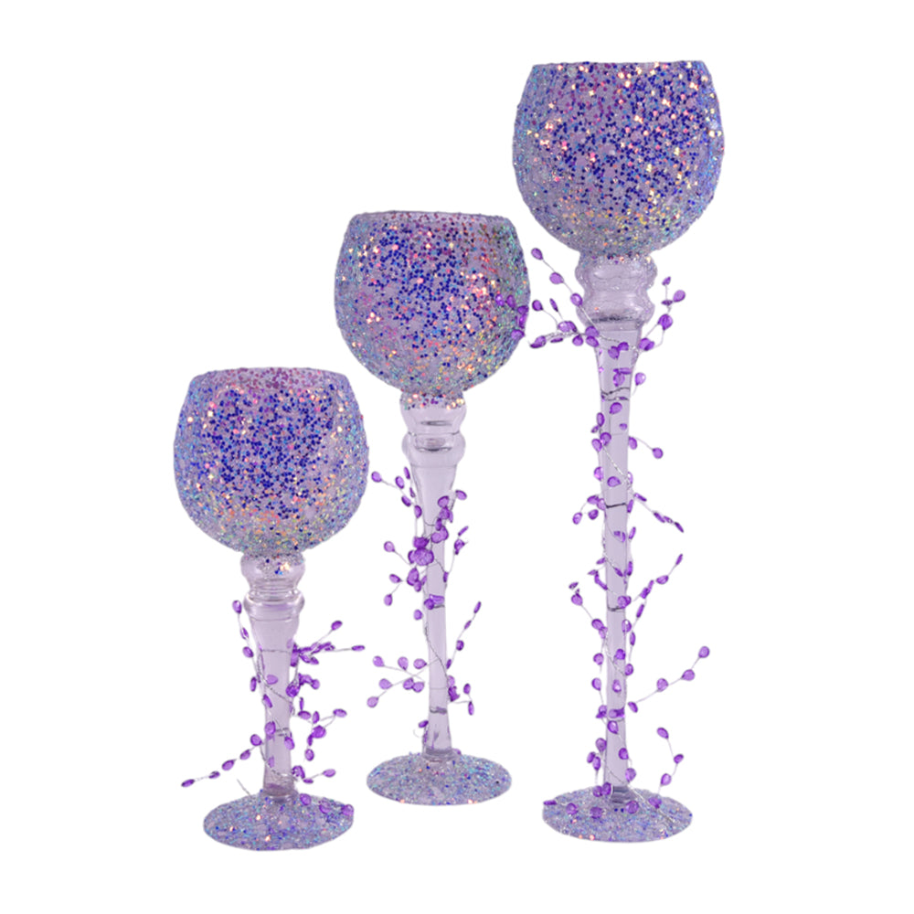 GLASS DECORATION 3PC SET IR C25-63PURPLE