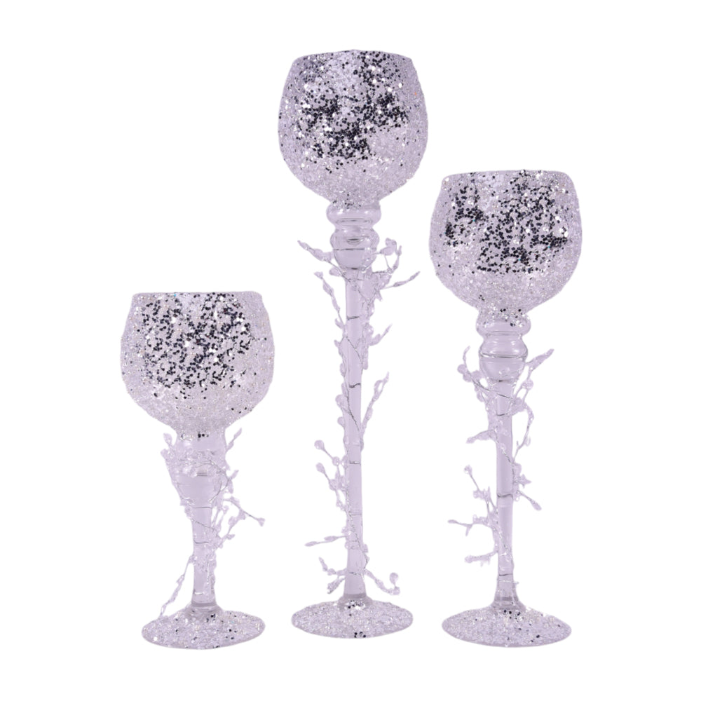 GLASS DECORATION 3PC SET IR C25-57SILVER