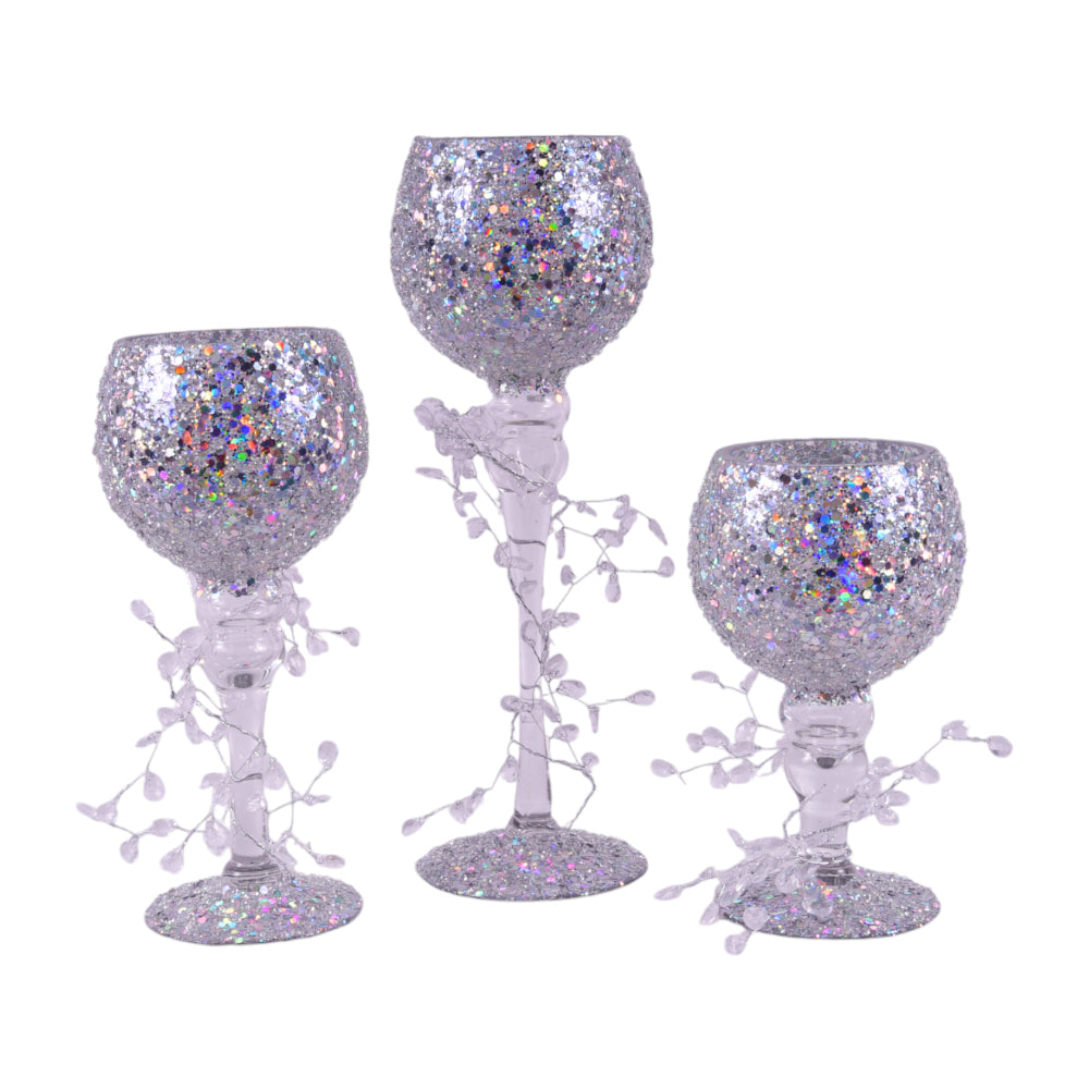 GLASS DECORATION 3PC SET IR C18-58SILVER