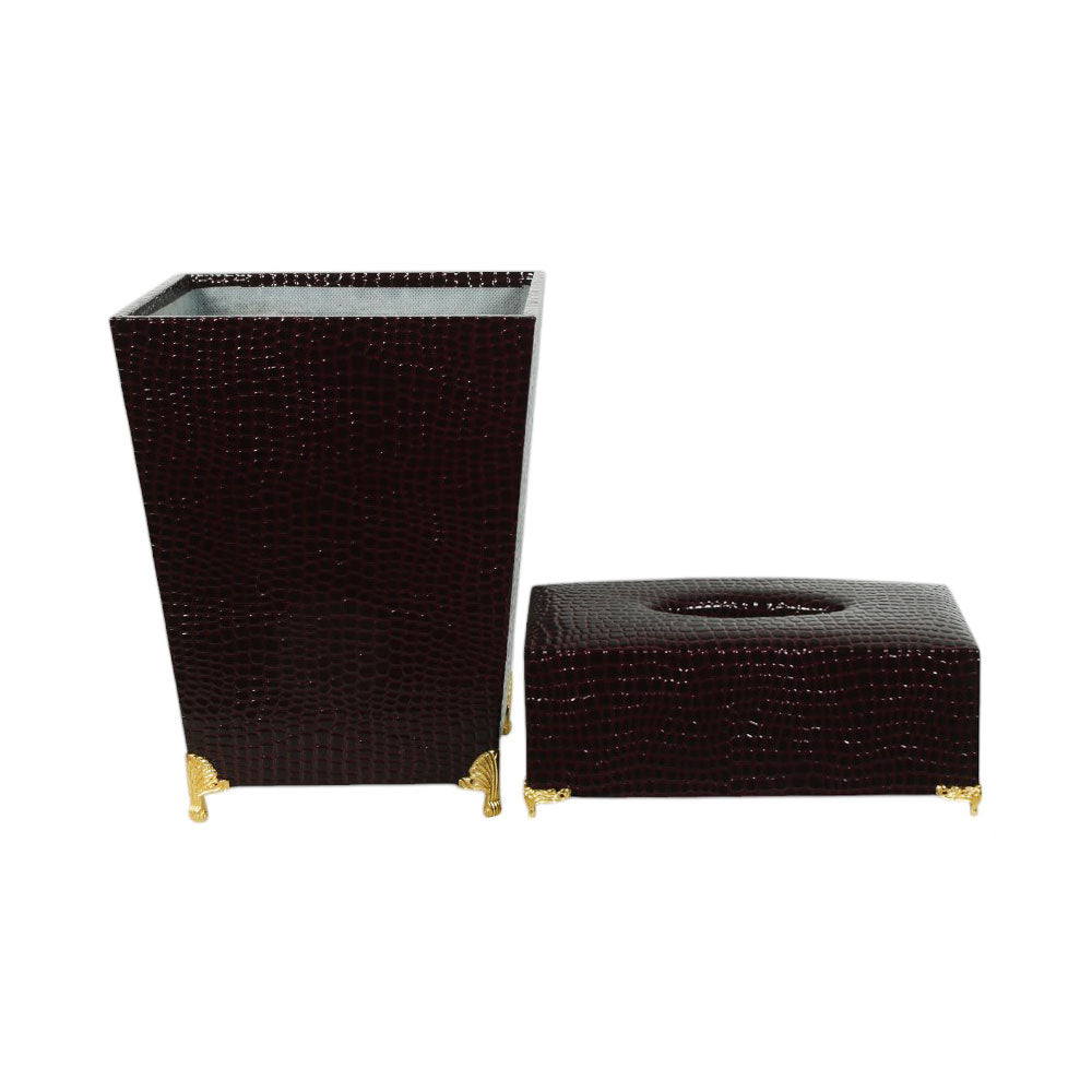 DUSTBIN & TISSUE BOX LEATHER 032-073MN