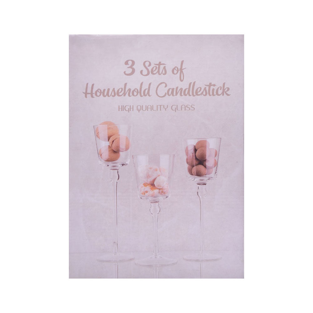 FINMANLIFE CANDLE STICK GLASS 3PC SET IR FMLZ-1112A