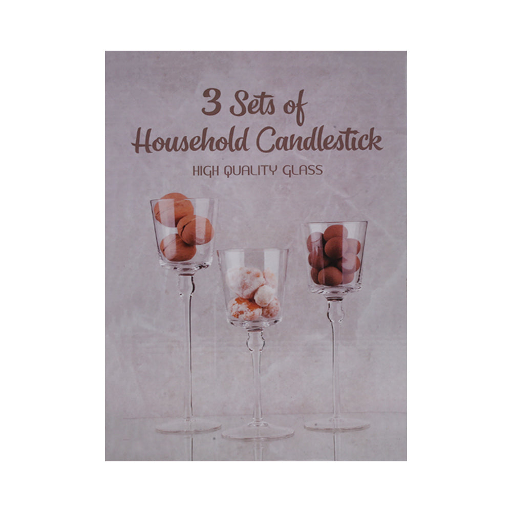 FINMANLIFE CANDLE STICK GLASS 3PC SET IR FMLZ-1112B
