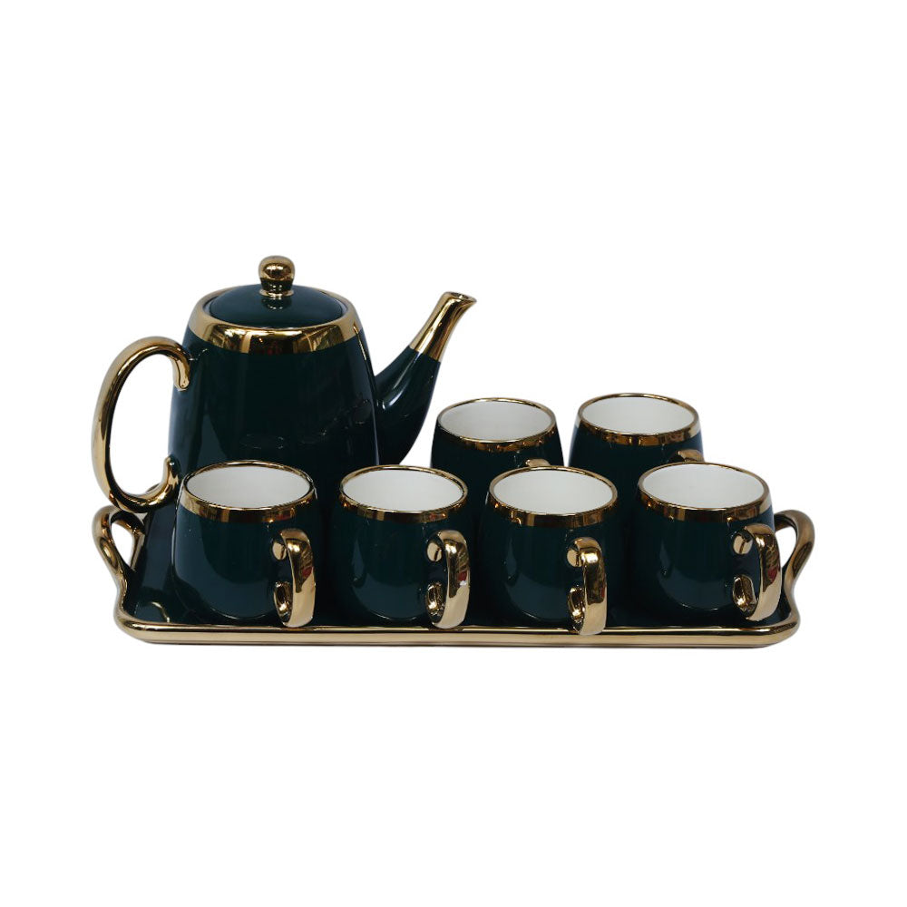 COFFEE SET 9PC CERAMIC YLG-3031-8P GREEN