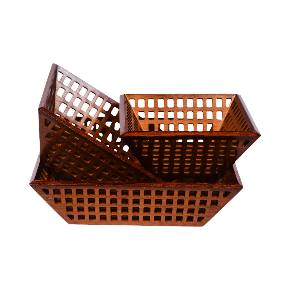 FRUIT BASKET SET 3PC WOODEN IR 981-11