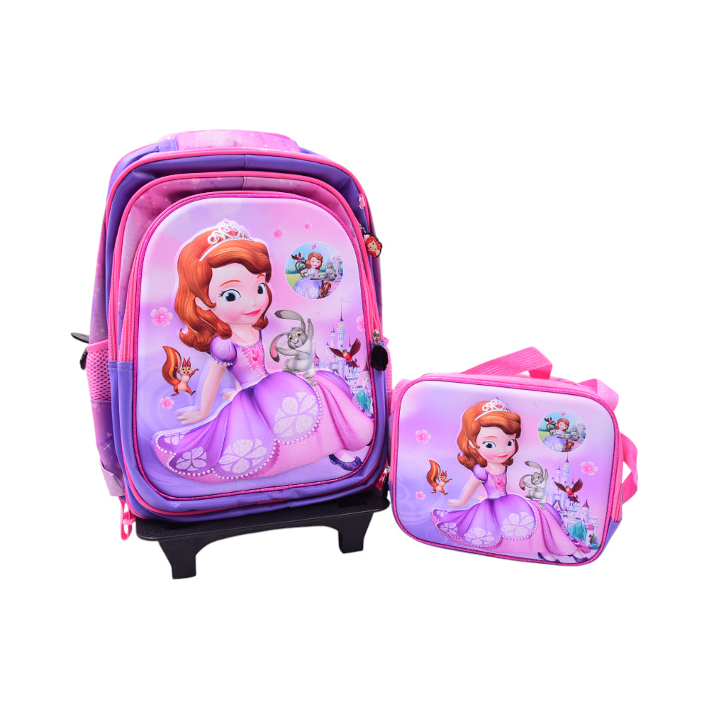 10862-28 SCHOOL BAG W-TROLLEY SOFIA EMBOSSED IR 16INCH