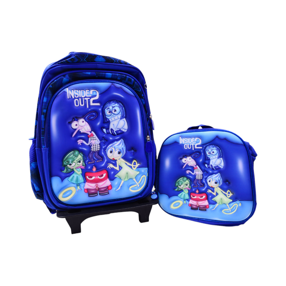10862-25 SCHOOL BAG W-TROLLEY INSIDE OUT 2 EMBOSSED IR 16INC
