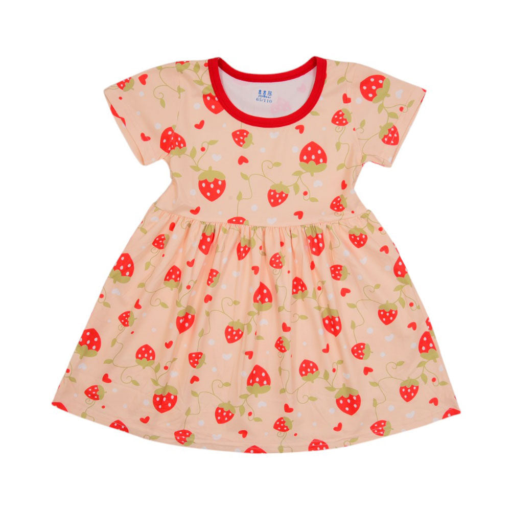 GIRLS S/S PRINTED FROCK MZS-25 3-4 YEAR F-4 W/G