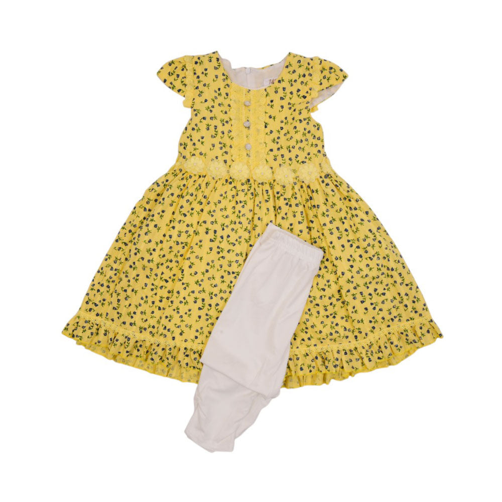 GIRLS CAP SLEEVE 2PC FROCK MZS-25 4-5 YEAR 2654B M.G