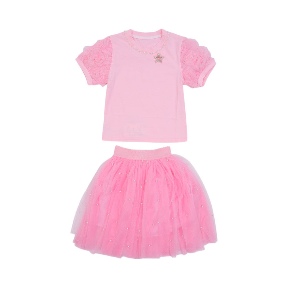 GIRLS S/S 2PC BLOUSE SKIRTS SUIT MZS-25 3-4 YEAR S-0002 W/G